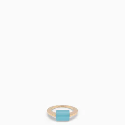 Shop Aliita Deco Cylinder Ring With Agate – 9ct Yellow Gold Women's Ring For Ss23 In Silver