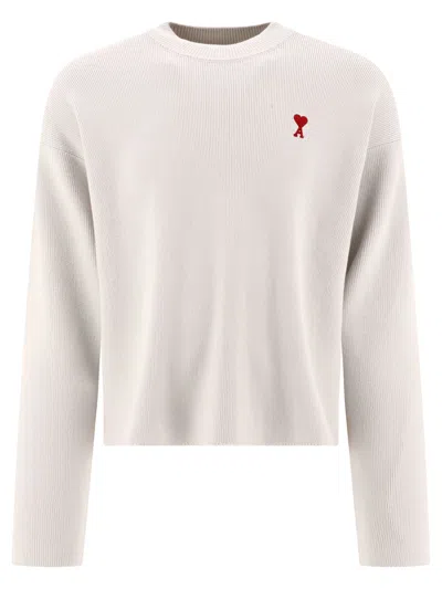 Shop Ami Alexandre Mattiussi "ami Of Coeur" Sweater In Gray
