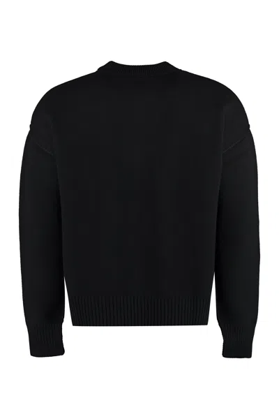 Shop Ami Alexandre Mattiussi Classic Black Men's Wool Crewneck Sweater For Ss24