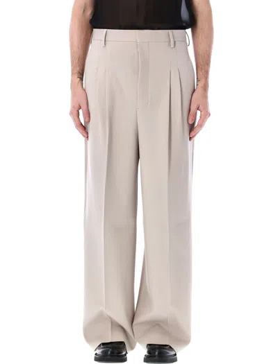 Shop Ami Alexandre Mattiussi Light Beige High Waist Large Trousers For Men