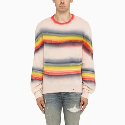 Shop Amiri Multicolored Striped Cashmere Crewneck Sweater For Men