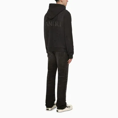 Shop Amiri Black Zip Sweatshirt With Wear For Men