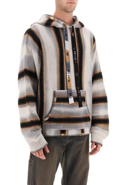 Shop Amiri Oversized Cashmere & Wool Sweatshirt With Striped Motif In Multicolor