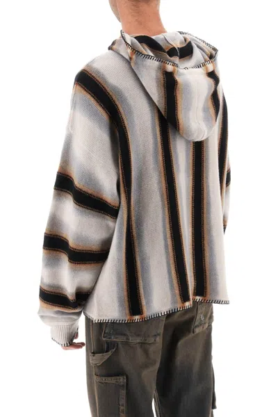 Shop Amiri Oversized Cashmere & Wool Sweatshirt With Striped Motif In Multicolor