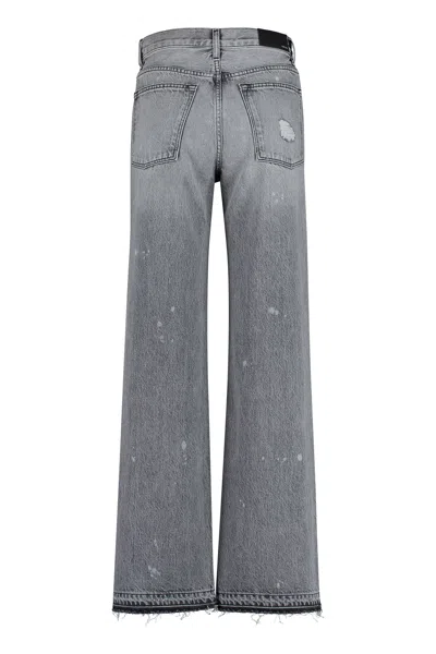 Shop Amiri Women's Distressed Grey Straight-leg Jeans For Ss23