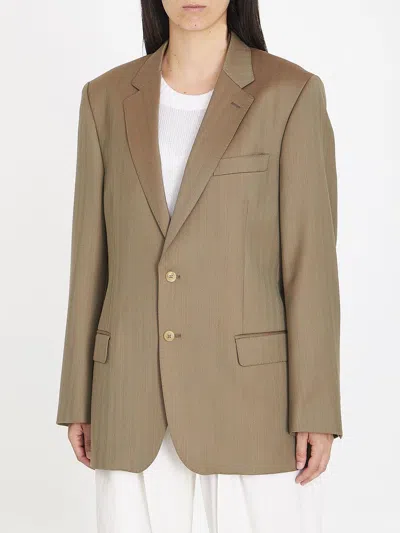 Shop Armarium Beige Single-breasted Wool Jacket For Women In Brown