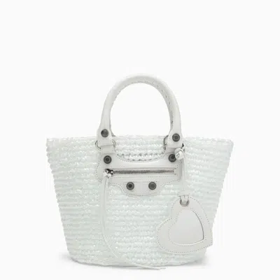 Shop Balenciaga Small Bucket Handbag In White