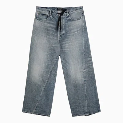 Shop Balenciaga Navy Washed Out Baggy Jeans For Men In Blue