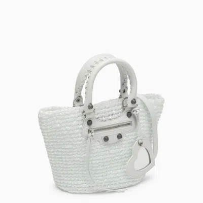 Shop Balenciaga Small Bucket Handbag In White