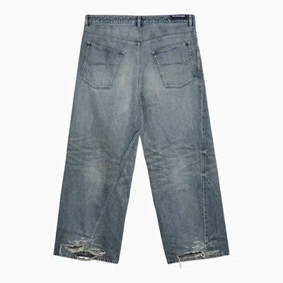 Shop Balenciaga Navy Washed Out Baggy Jeans For Men In Blue