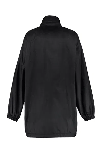 Shop Balenciaga Adjustable Techno Fabric Jacket With Hood For Women In Black