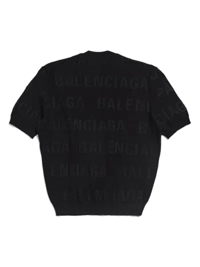 Shop Balenciaga Allover Logo Top For Women In Black | Ss24 Collection