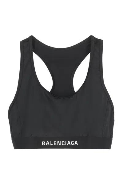 Shop Balenciaga Black Crop-top With Logo Detail Elastic Band