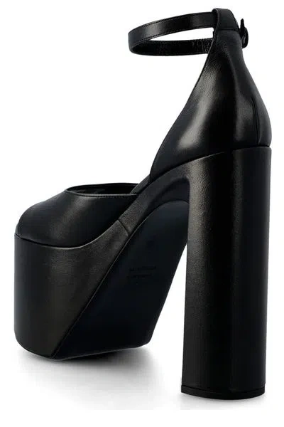 Shop Balenciaga Black Leather Platform Sandals For Women