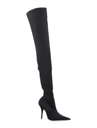 Shop Balenciaga Black Over-the-knee Boots With Pointed Toe And Stiletto Heel