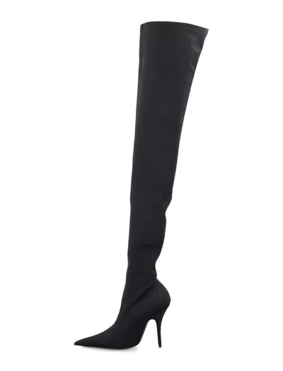 Shop Balenciaga Black Over-the-knee Boots With Pointed Toe And Stiletto Heel