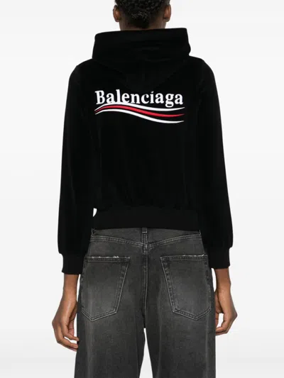 Shop Balenciaga Black Political Campaign Zip-up Hoodie For Women