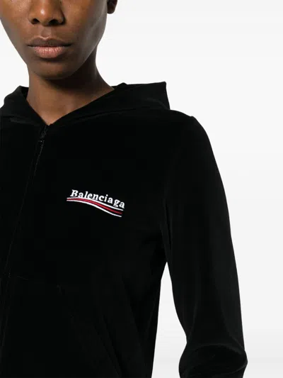 Shop Balenciaga Black Political Campaign Zip-up Hoodie For Women