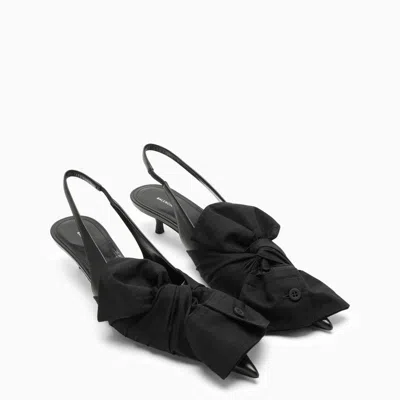 Shop Balenciaga Black Slingback Pumps With Shirt Cuff Detail