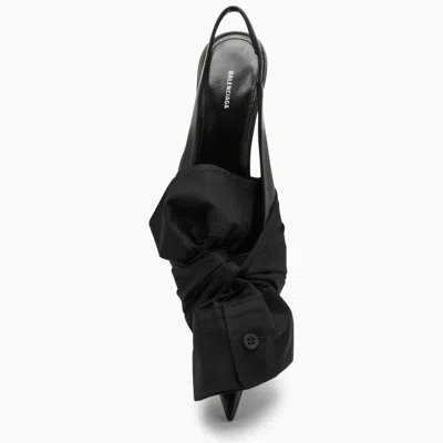 Shop Balenciaga Black Slingback Pumps With Shirt Cuff Detail