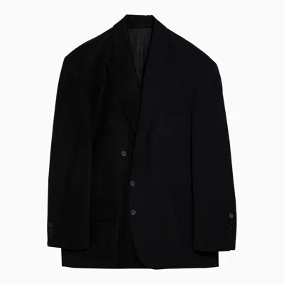 Shop Balenciaga Stylish Black Wool Jacket With Padded Epaulettes For Women