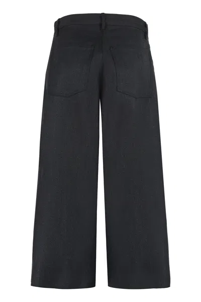 Shop Balenciaga Black Wool Wide-leg Trousers