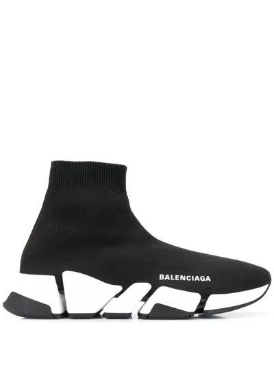 Shop Balenciaga Black/white Speed.2 Sock-style Sneaker For Women