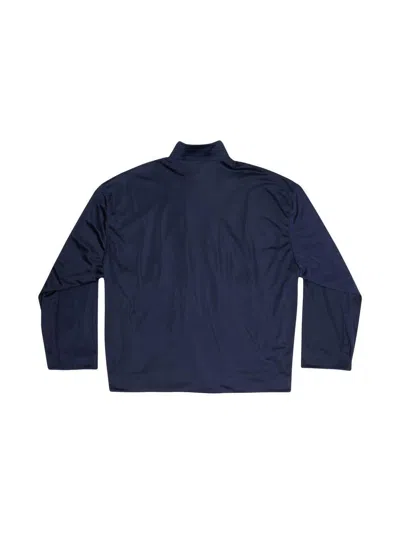 Shop Balenciaga Blue Full-zip Jacket With Stand Up Collar For Men