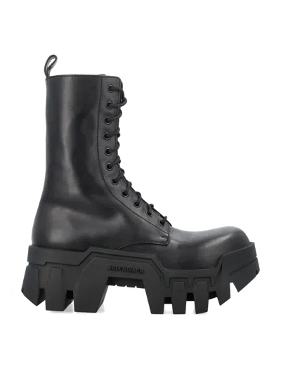 Shop Balenciaga Chunky Lace-up Boots In Smooth Black Leather For Women