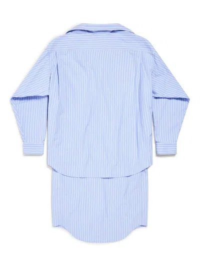 Shop Balenciaga Cotton Chemisier Dress In Clear Blue