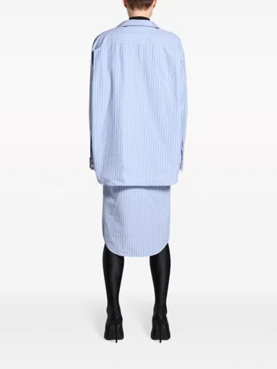 Shop Balenciaga Cotton Chemisier Dress In Clear Blue