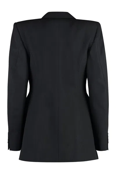 Shop Balenciaga Elegant Double-breasted Wool Blazer For Women In Black