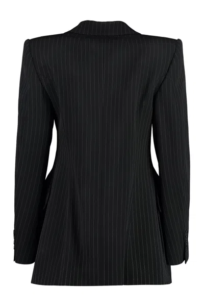 Shop Balenciaga Garde-robe Line Black Pinstripe Blazer For Women