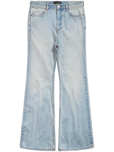 Shop Balenciaga High-waisted Light Blue Flared Denim Jeans In Clear Blue
