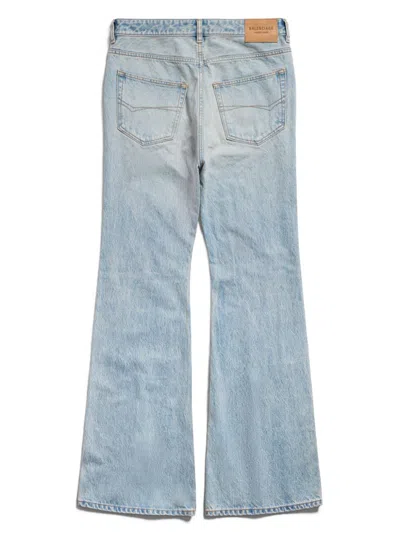 Shop Balenciaga High-waisted Light Blue Flared Denim Jeans In Clear Blue