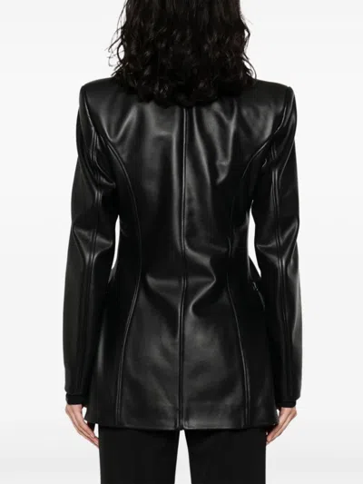 Shop Balenciaga Hourglass Leather Jacket In Black