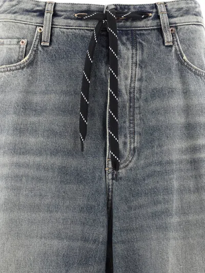 Shop Balenciaga Jeans With Drawstring In Navy