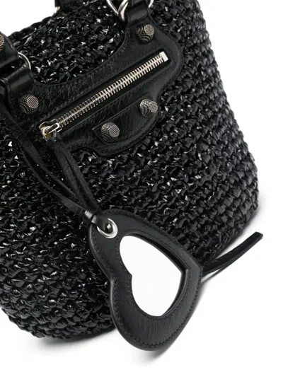 Shop Balenciaga Le Cagole Panier Small Leather Tote Handbag In Black