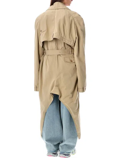 Shop Balenciaga Maxi Deconstructed Trench Jacket In Desert Beige In Tan
