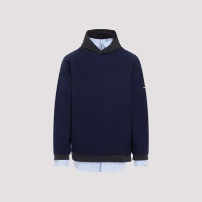 Shop Balenciaga Navy Blue Cotton Hoodie For Men