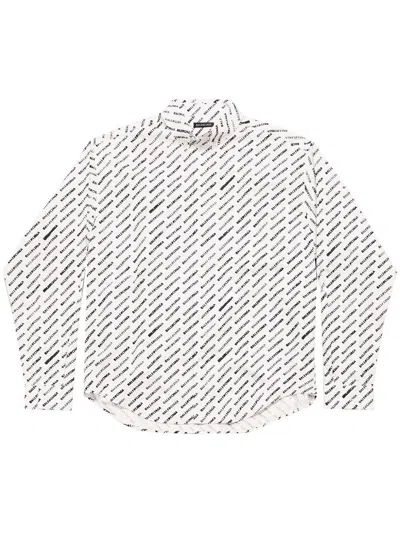Shop Balenciaga Stencil Logo Print Shirt For Men In White