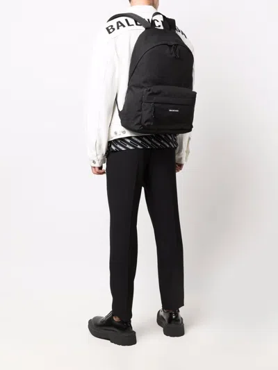 Shop Balenciaga Stylish Plain Black Nylon Backpack For Women