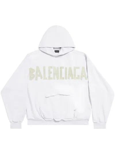 Shop Balenciaga Unisex Cotton Hoodie In White