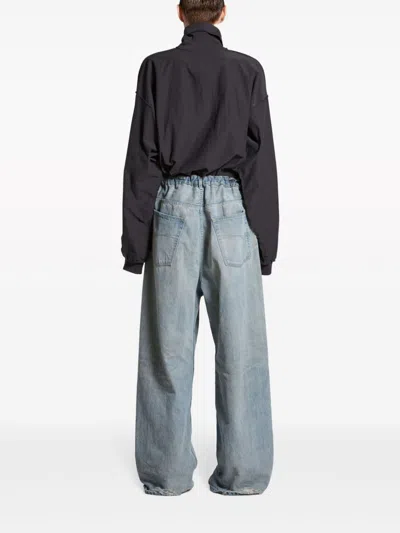 Shop Balenciaga Cool Mid-rise Navy Wide Leg Jeans For Women