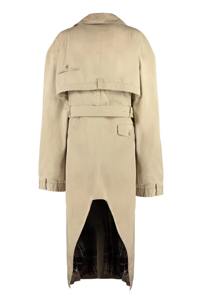 Shop Balenciaga Single-breasted Beige Cotton Trench Jacket