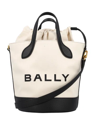 Shop Bally Bar 8 Hours Bucket Handbag In Natural/black+gold