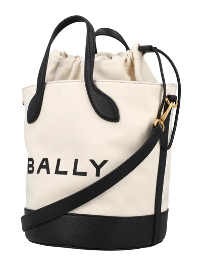 Shop Bally Bar 8 Hours Bucket Handbag In Natural/black+gold