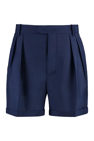 Shop Bally Blue Wool And Mohair Bermuda-shorts For Men