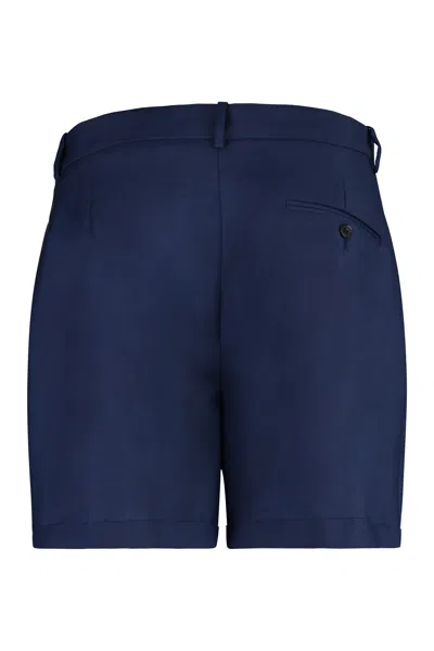 Bally Pleated Mohair-wool Blend Shorts In Blue