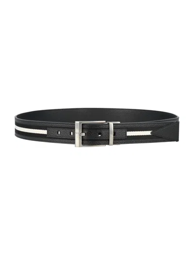 Shop Bally Shiffie 35 Belt In Black+blk/bone+pall